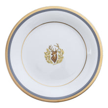  Charlotte Moss Ultra-White Stag Motif Center Well - Salad - Gold and Gray-Blue Band - Pickard China - UCMWSTMC-006-TR