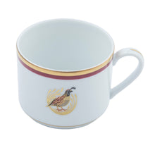  Charlotte Moss Quail Motif - Teacup - Gold and Red Band - Pickard China - UCMWQUM-012-CN