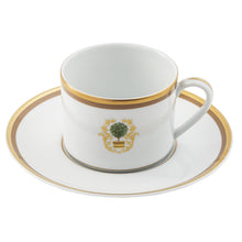  Charlotte Moss Topiary Motif - Tea Cup Saucer - Gold and Brown Band - Pickard China - UCMWTOM-019-CN