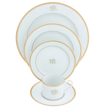  Signature Gold With Monogram Ultra-White 5 piece Place Setting - Pickard China - USIGOWM-502-DX