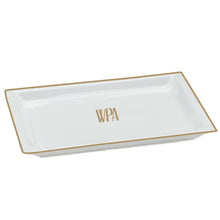  White Signature Gold Giftware With Monogram - Small Rectangular Tray