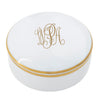 Ultra-White Signature Gold Giftware With Monogram - Large Round Covered Box