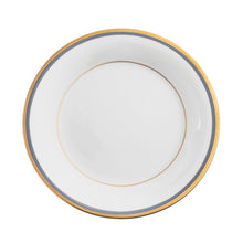  Charlotte Moss Ultra-White No Stag Motif Center Well - Bread & Butter - Gold & Gray-Blue Band - Pickard China - UCMNSTM-009-TR
