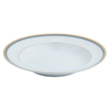  Charlotte Moss Ultra-White No Stag Motif - Soup Plate - Gold and Gray-Blue Band - Pickard China - UCMNSTM-024-SP