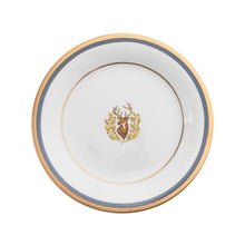  Charlotte Moss Ultra-White Stag Motif Center Well - Bread & Butter - Gold & Gray-Blue Band - Pickard China - UCMWSTM-009-TR