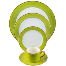  ColorSheen Apple Green Gold Ultra-White 5 Piece Place Setting - Pickard China - UCHSAGG-502-TR