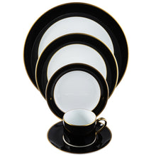  ColorSheen Black Gold Dinner Ultra-White 5 Piece Place Setting - Pickard China - UCSHBKG-502-TR