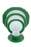 Georgian Colorsheen Emerald Green Gold Banding Ultra-White 5 Piece Place Setting - Pickard China - UGCSEGG-502-GA